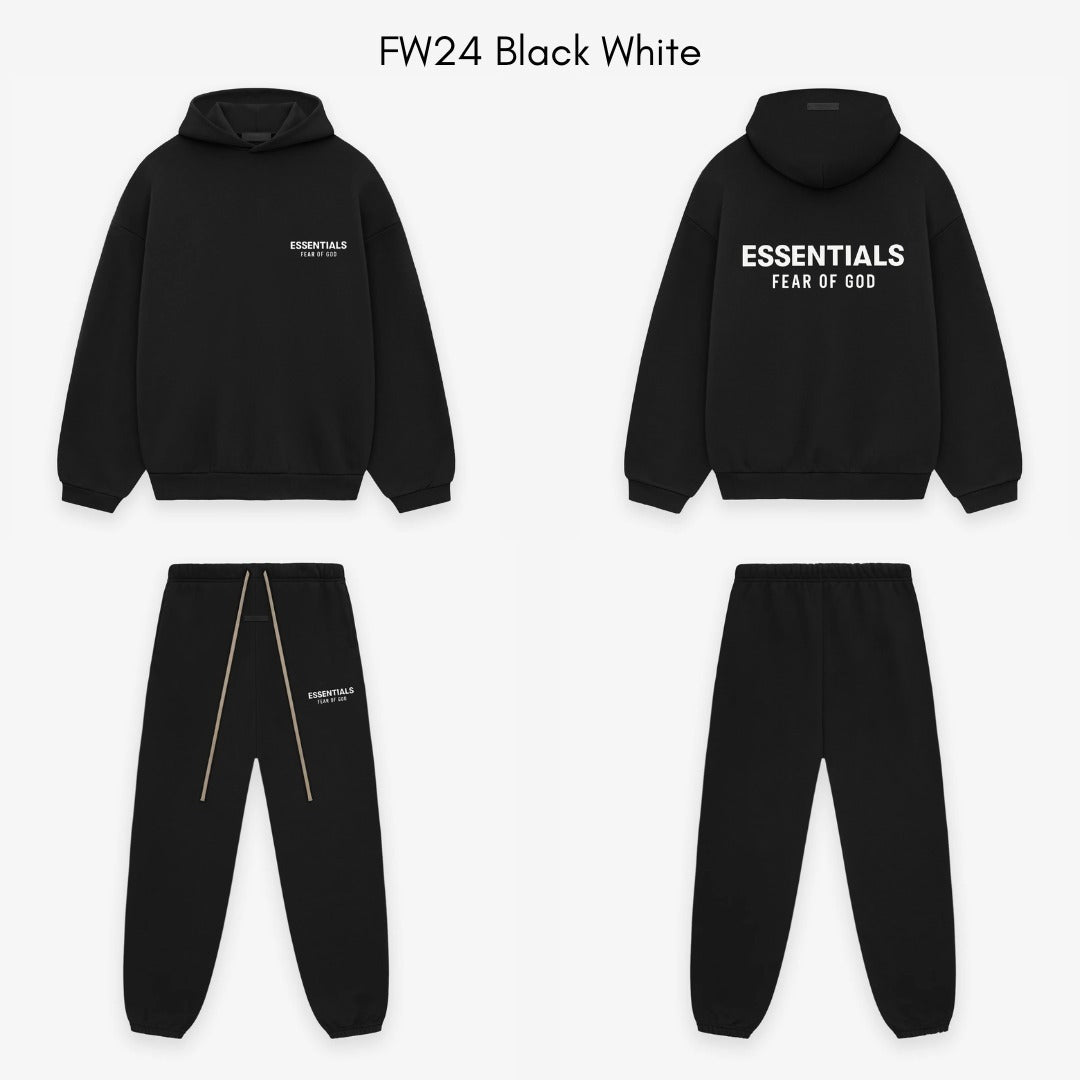 Conjunto Fear of God Essentials FW24 Black White Streetwear