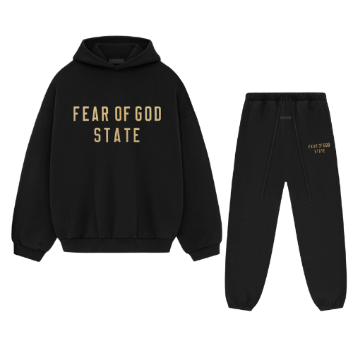 Conjunto Fear of God Essentials FW24 Black Yellow State Streetwear